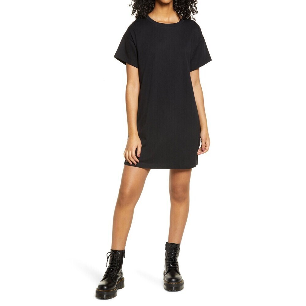 BP Women's Crewneck Short Sleeve T-Shirt Dress Black Size XXS